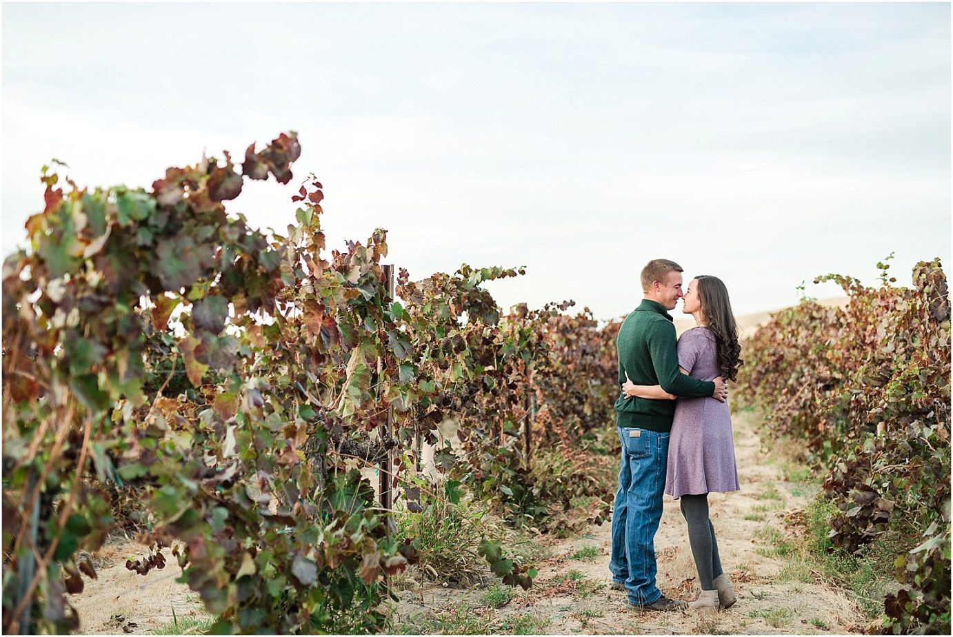 Kiona Winery Engagement Session Benton City WA Calvin and Kelly couple in vineyard