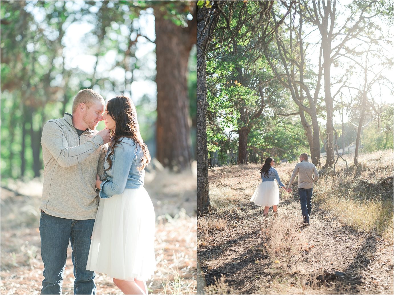 Klickitat County Engagement Session Roosevelt WA Ethan and Makaela couple walking in the woods