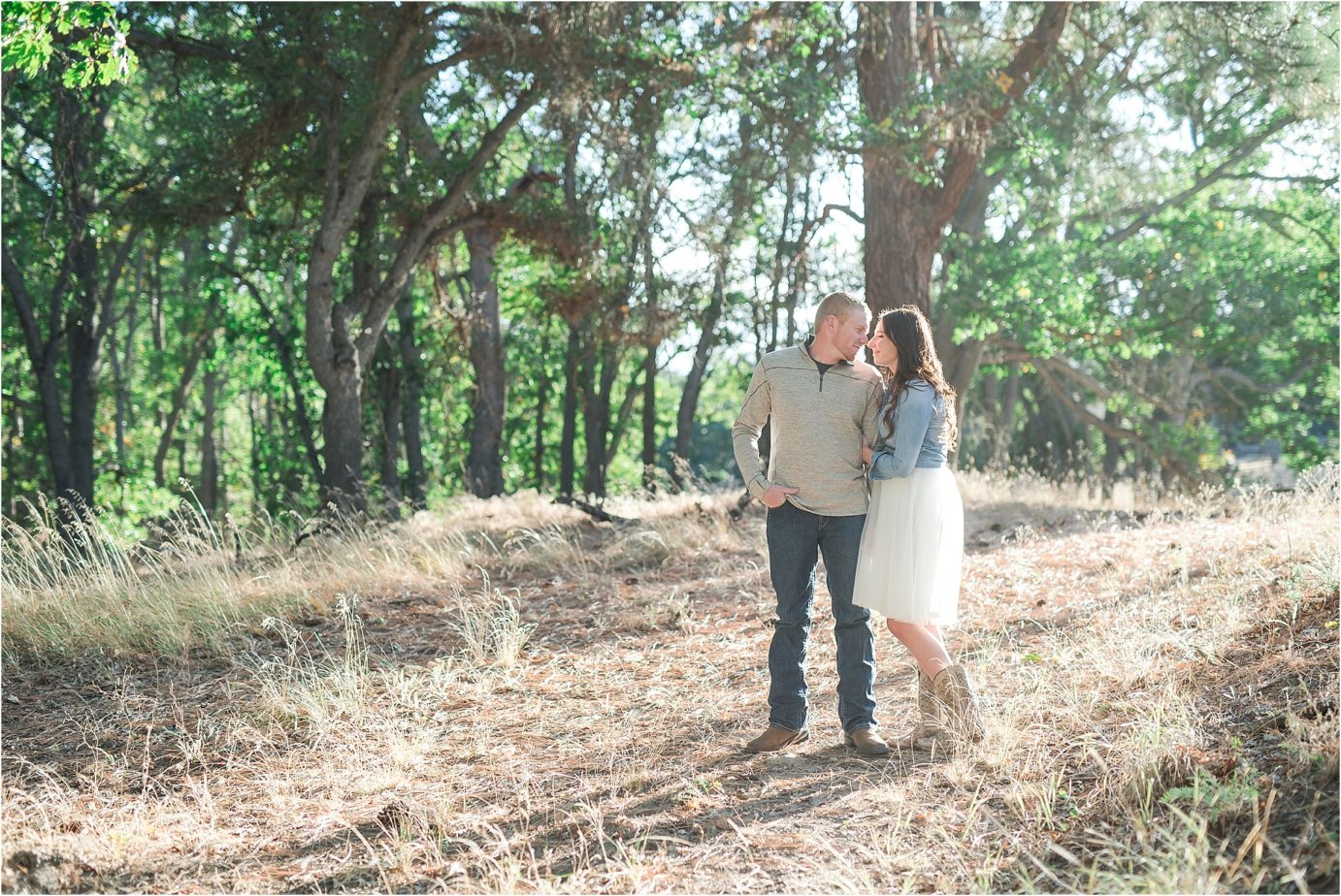 Klickitat County Engagement Session Roosevelt WA Ethan and Makaela couple walking in the woods