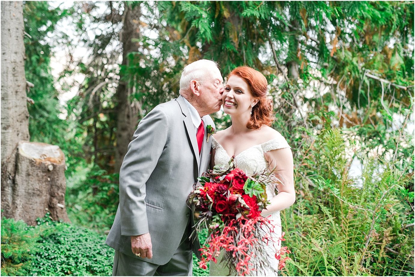 Ohme Garden Wedding Wenatchee Photographer Billy and Mali brides first look with grandparents