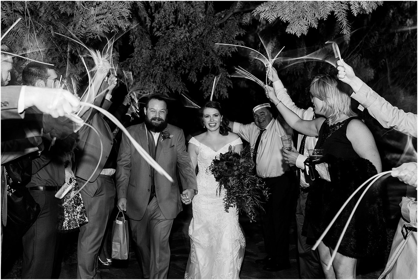 Ohme Garden Wedding Wenatchee Photographer Billy and Mali glow stick exit