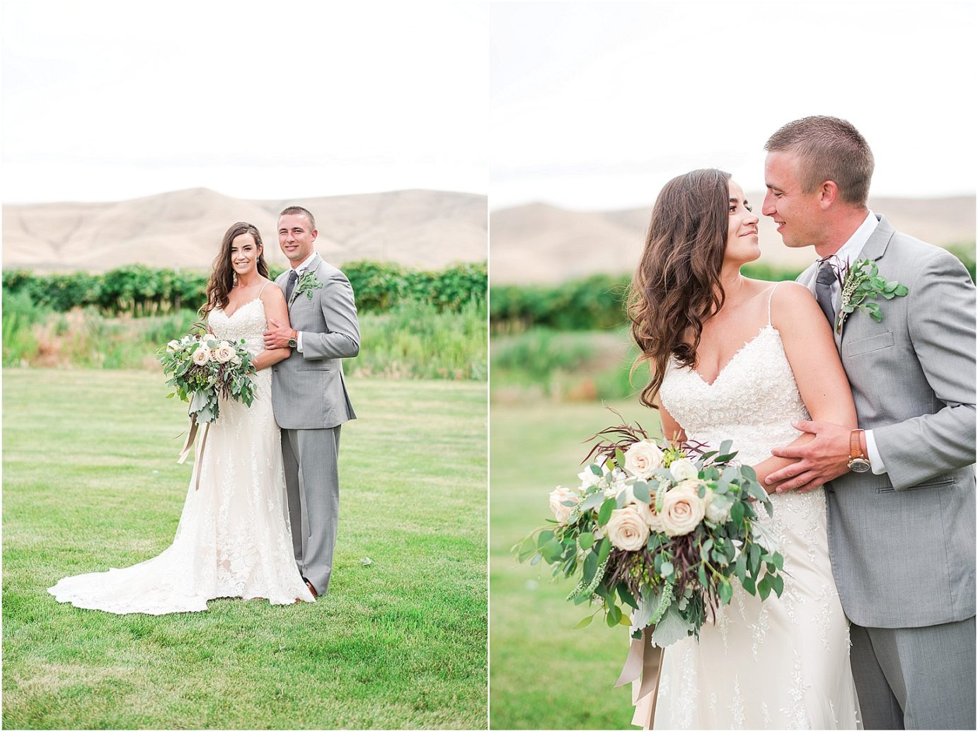 Romantic backyard wedding prosser photographer calvin and kelly bride and groom portrait