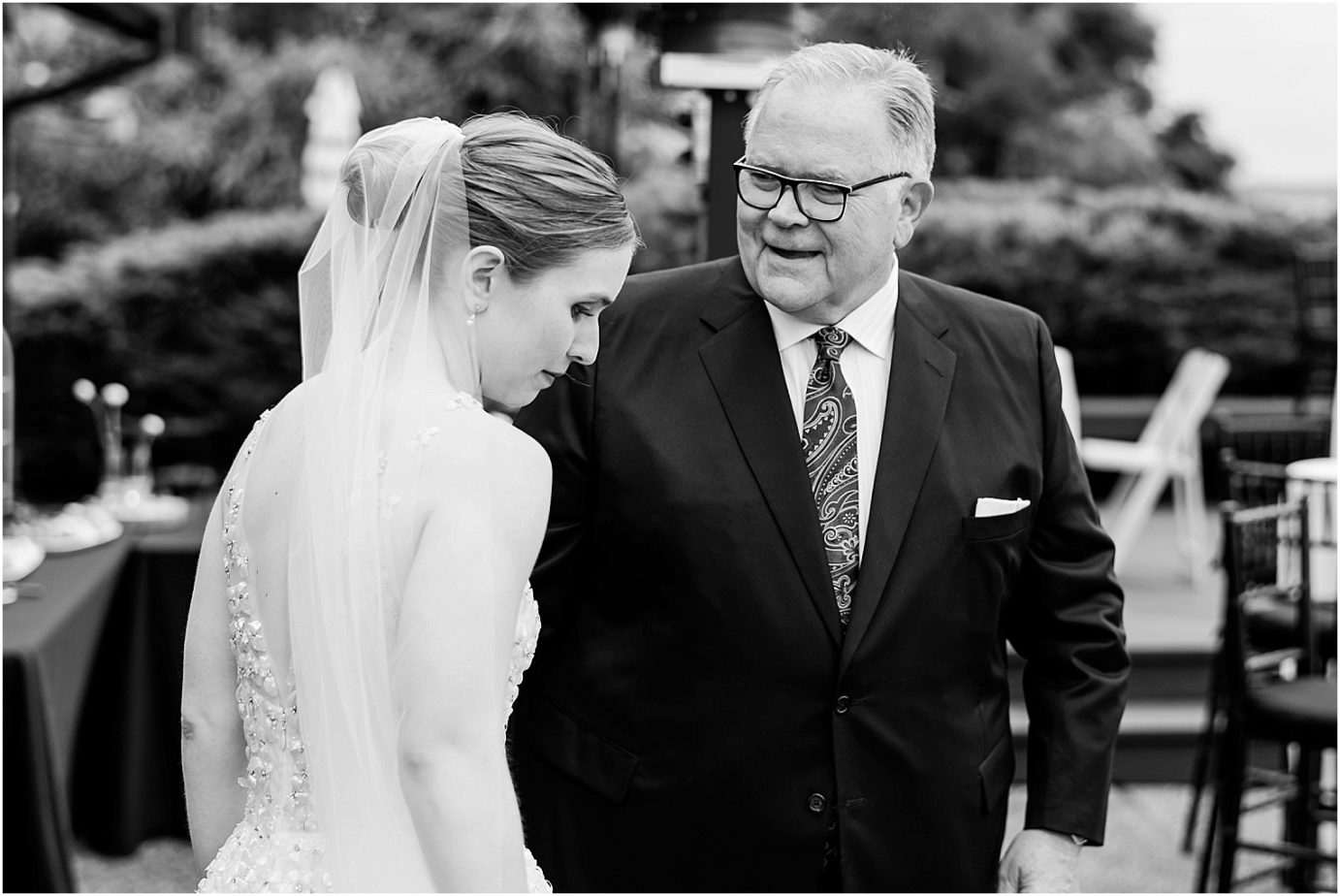 Dancing Fish Vineyards Wedding Freeland WA Adam and Gracie bride's first look with dad