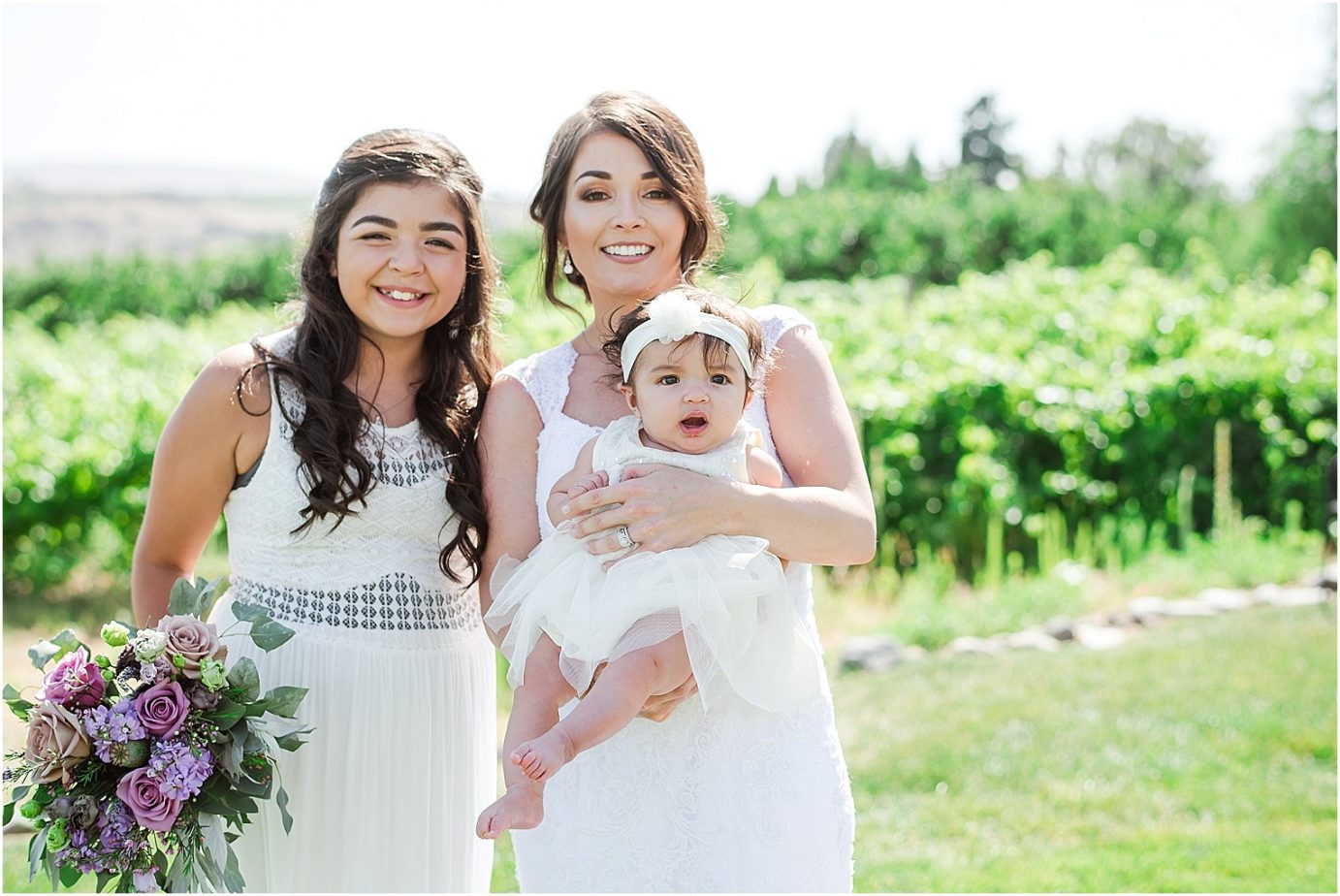 Fontaine Estates Winery Wedding Naches WA Jorge and Robin bride and groom with daughters