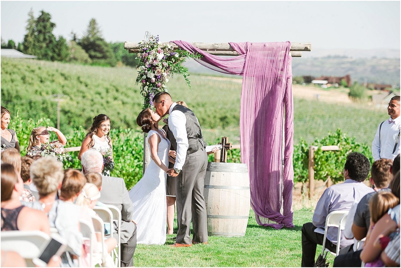Fontaine Estates Winery Wedding Naches WA Jorge and Robin ceremony