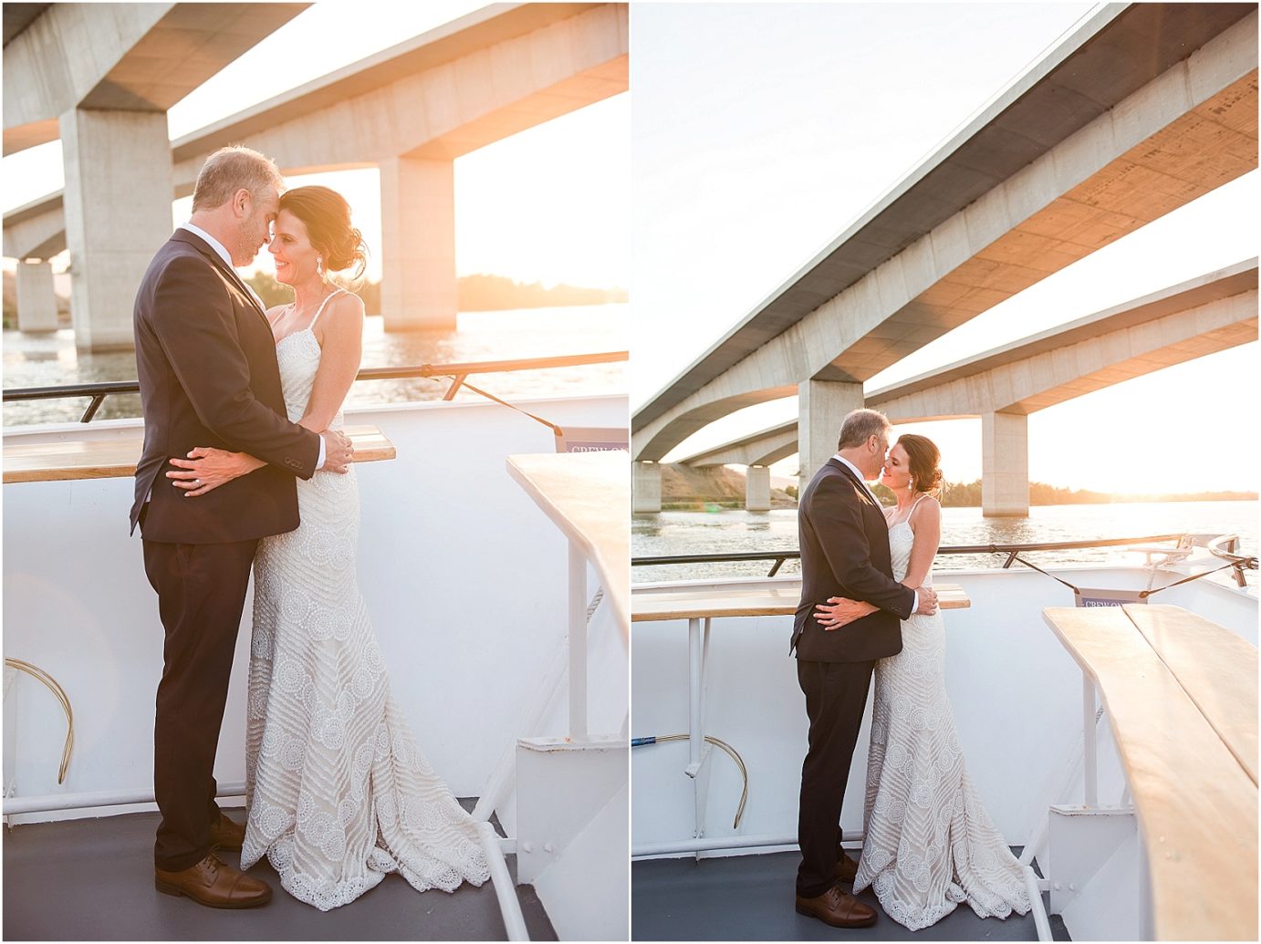 Water2Wine Wedding Kennewick WA Greg and Melina sunset portraits on the boat