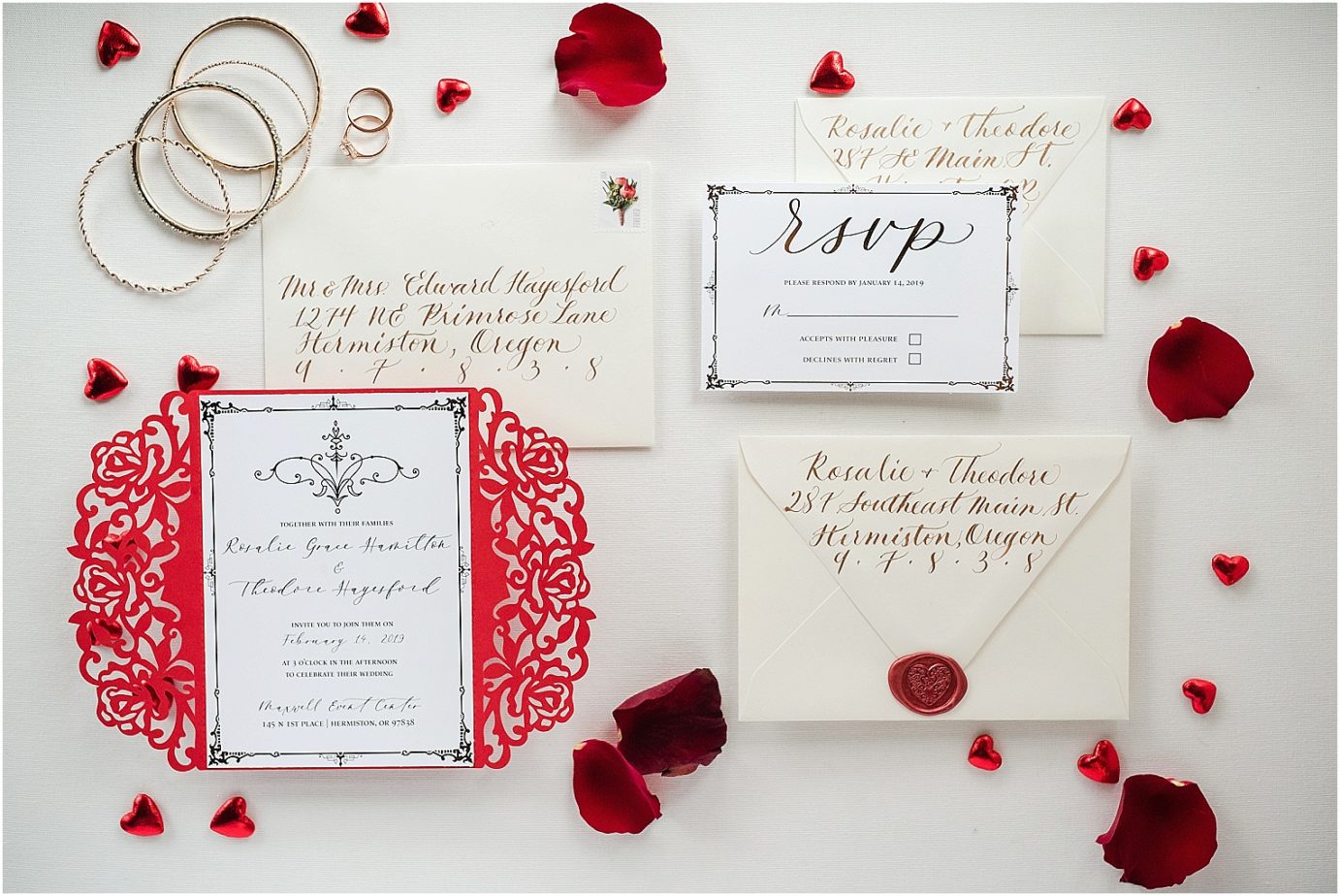 Valentine's Day Inspired Shoot Hermiston Wedding Photographer Hermiston OR invitation suite