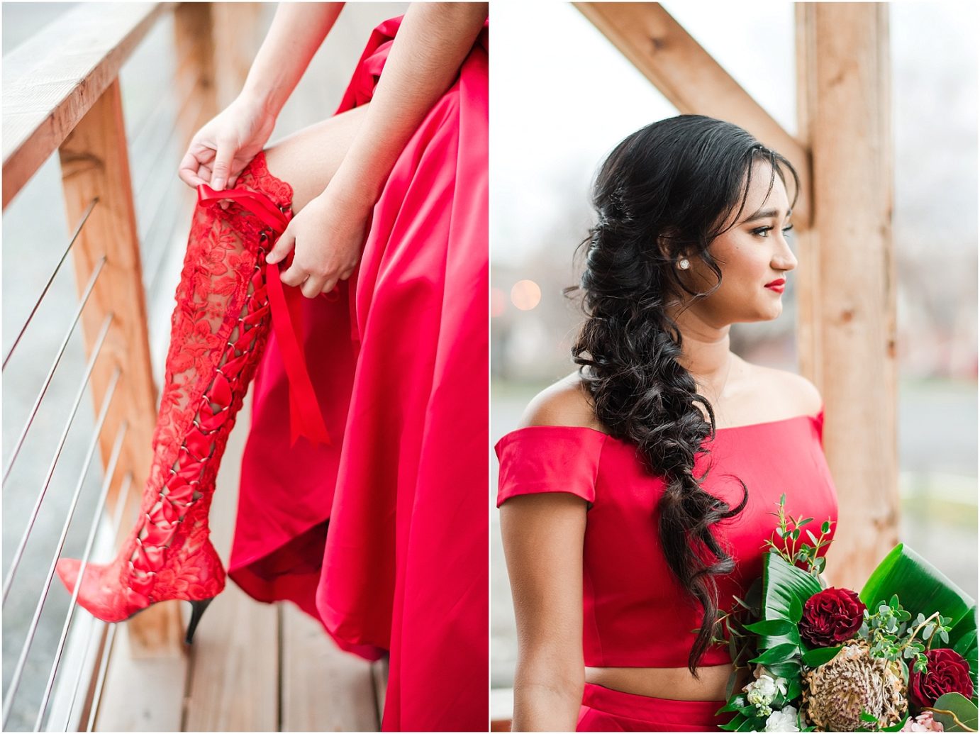 Valentine's Day Inspired Shoot Hermiston Wedding Photographer Hermiston OR bride in red lace boots