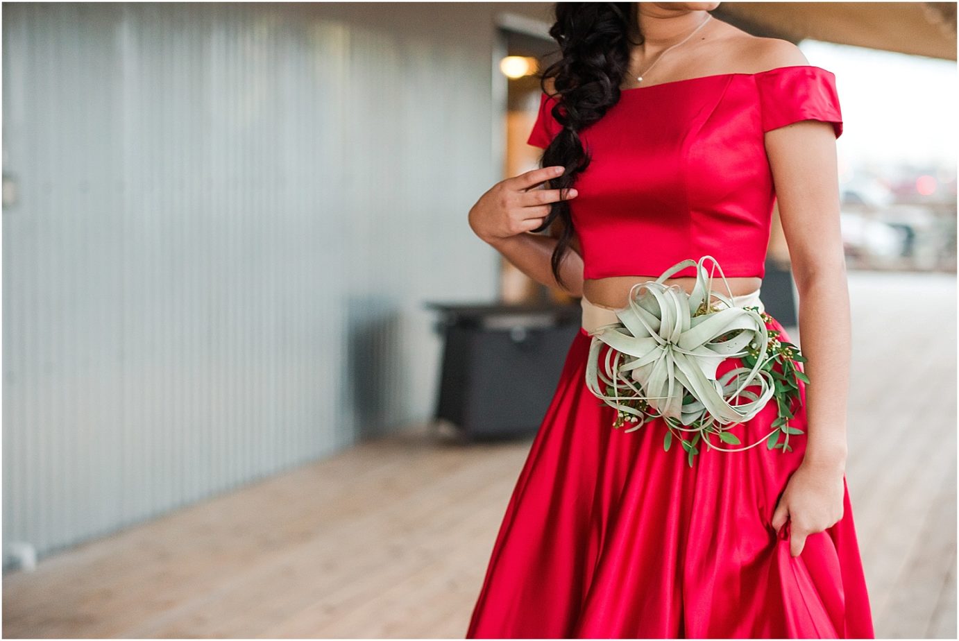 Valentine's Day Inspired Shoot Hermiston Wedding Photographer Hermiston OR bride in red dress with floral belt