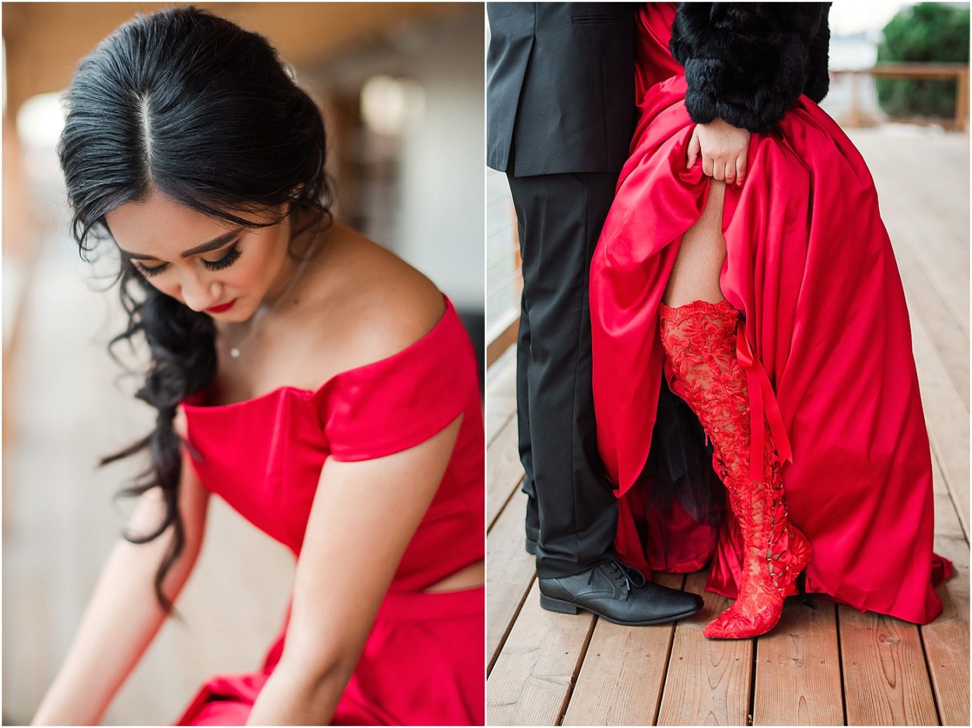 Valentine's Day Inspired Shoot Hermiston Wedding Photographer Hermiston OR bride in red lace boots