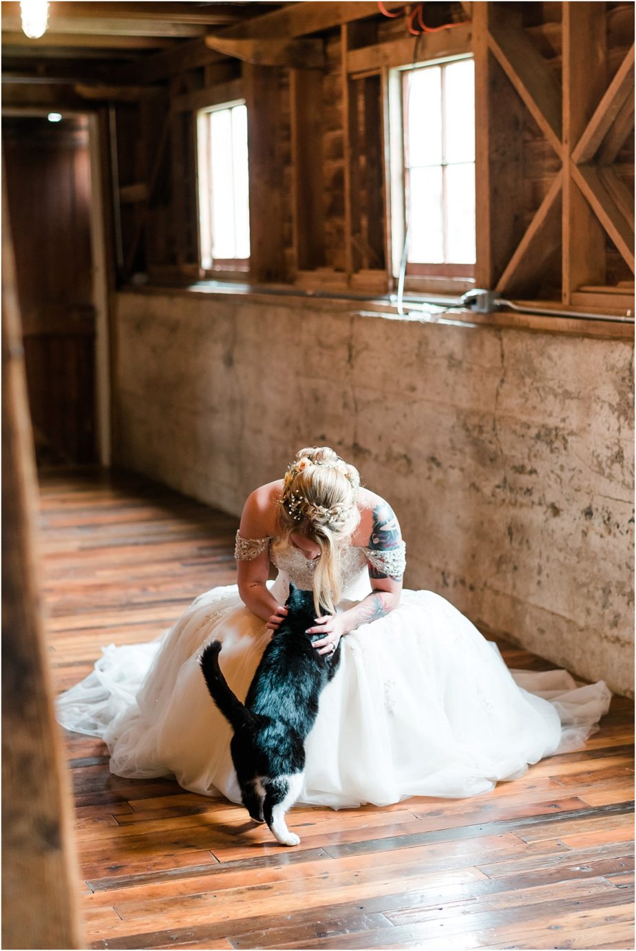 Winn Homestead Wedding bride and groom in barn