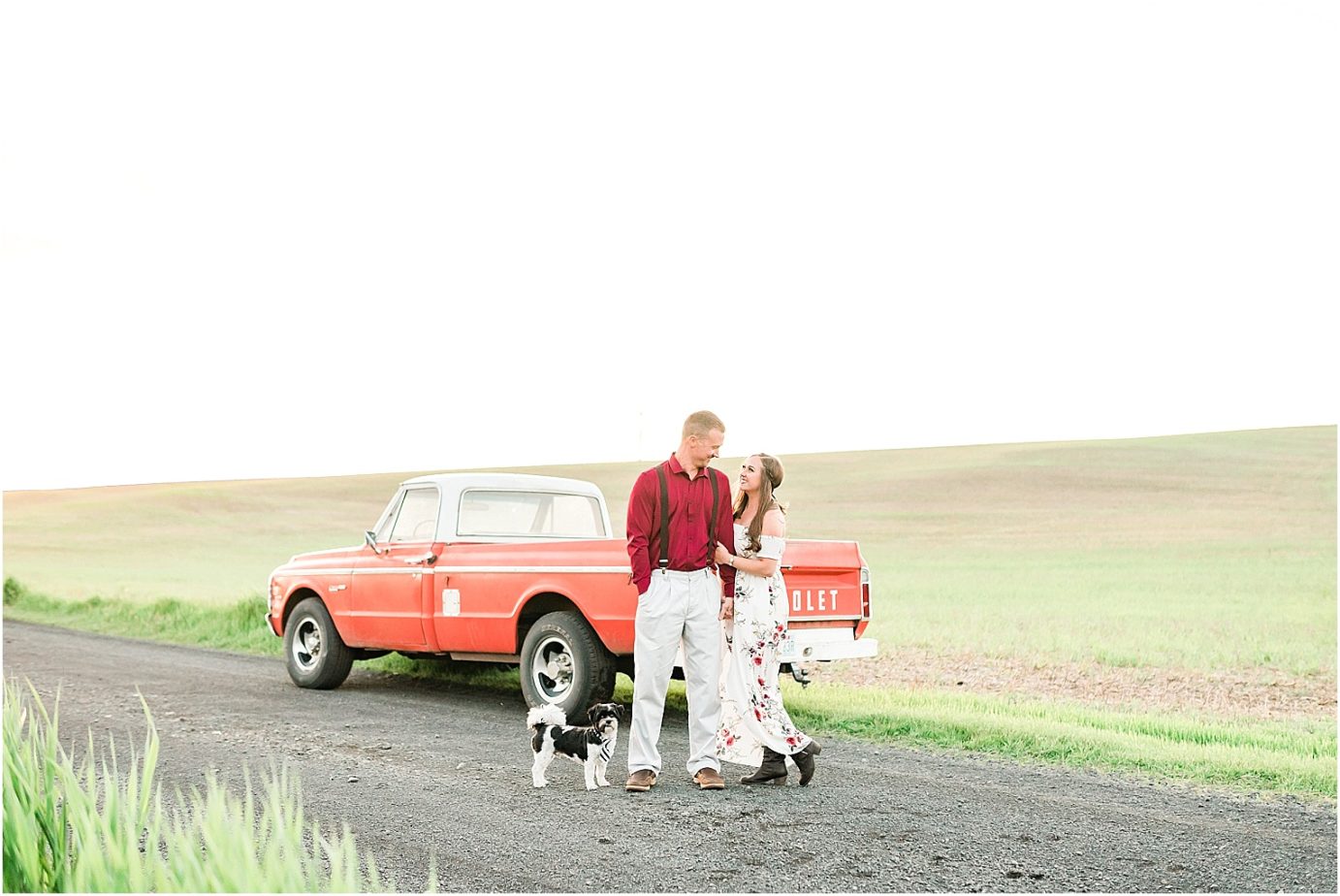 Rosalia Engagement Session Spokane Photographer Bryce and Anita with old orange chevy