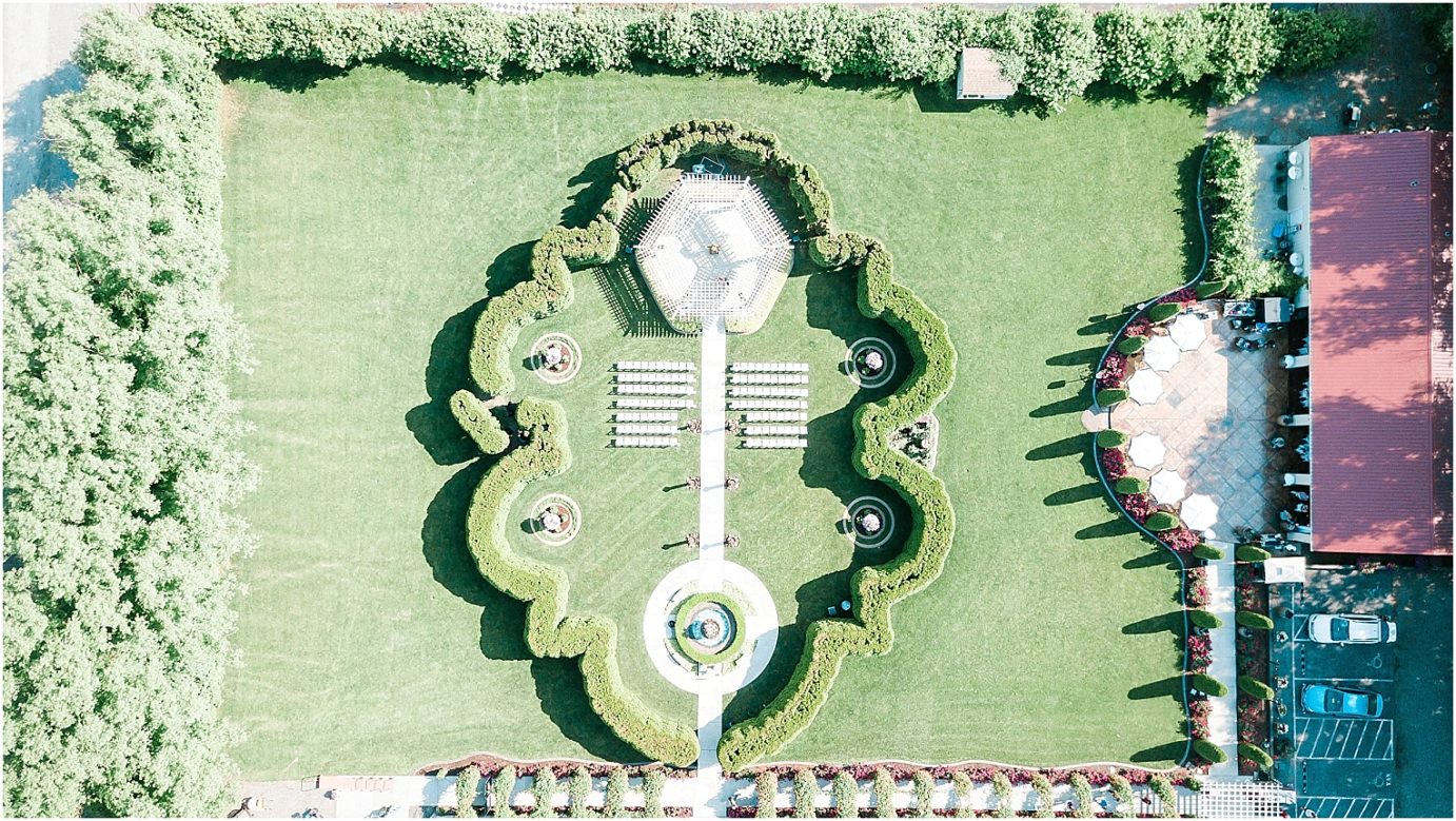Bella Fiori Gardens wedding drone ceremony site photo
