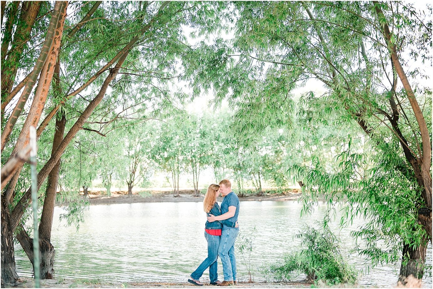 Desert engagement session Desert aire Photographer Ryan and Liz by pond