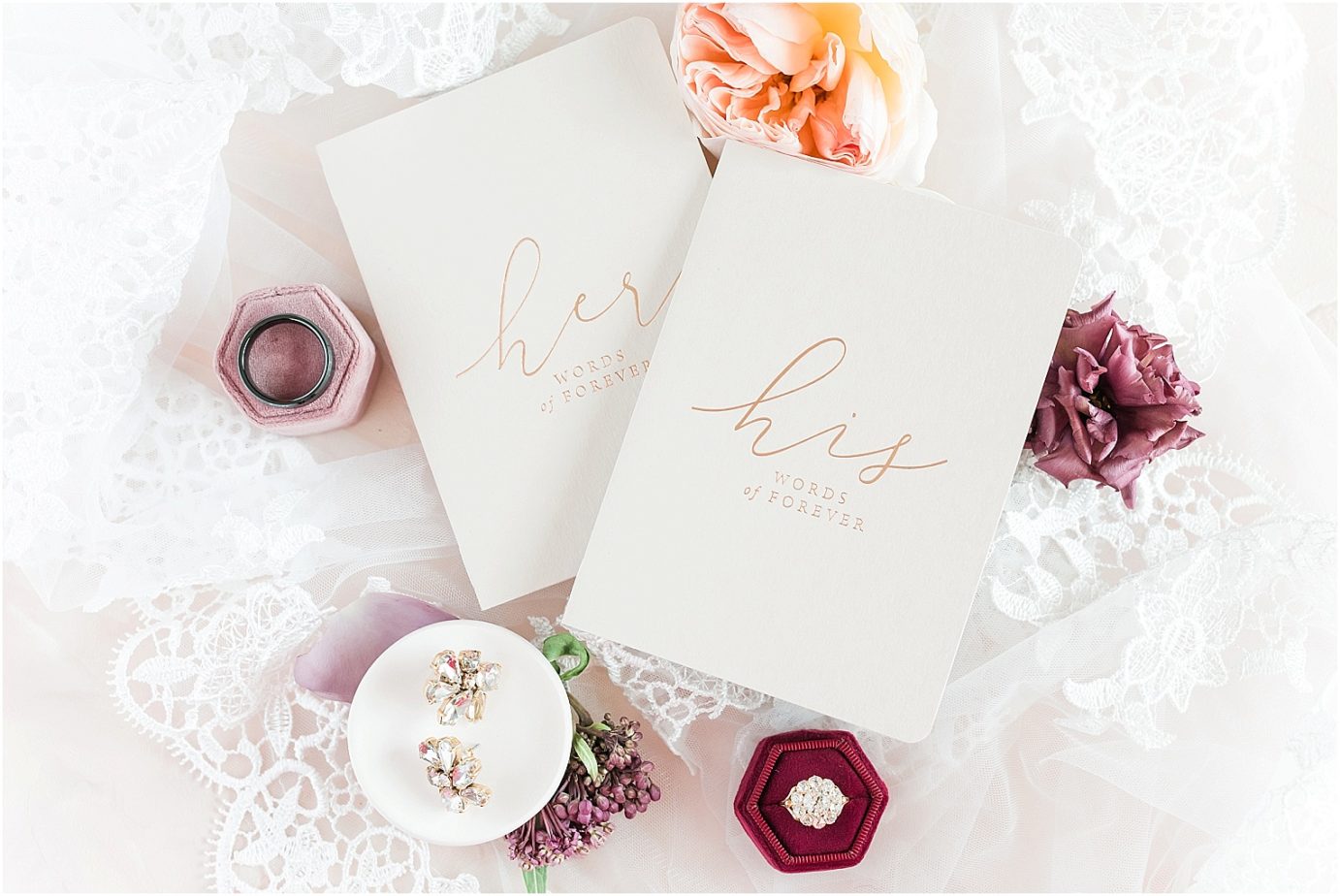 Oakshire Estate Wedding Inspiration shoot Vow Books from Etsy