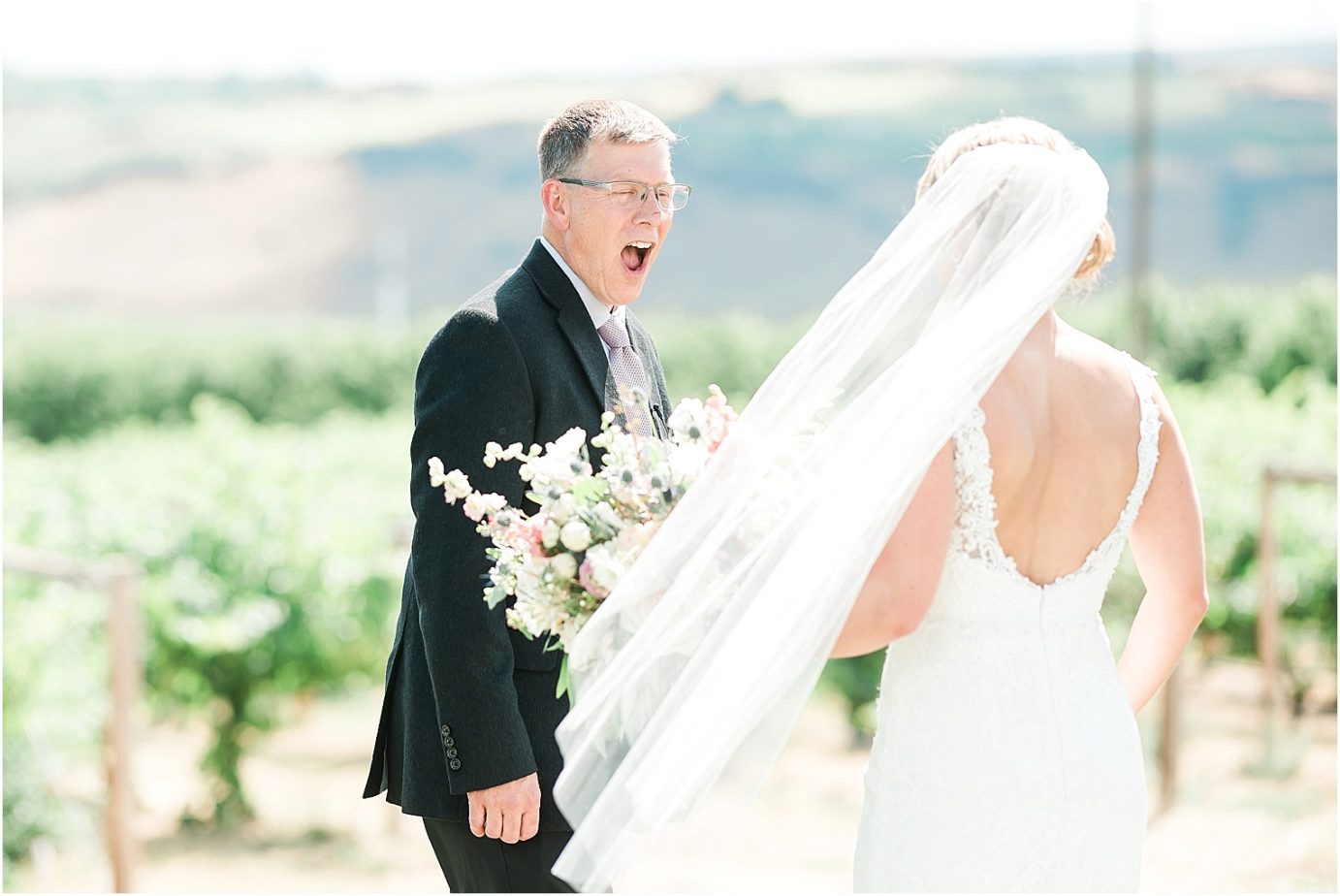 Fontaine Estate Wedding Naches Photographer Doug and Sarah first look with bride's father