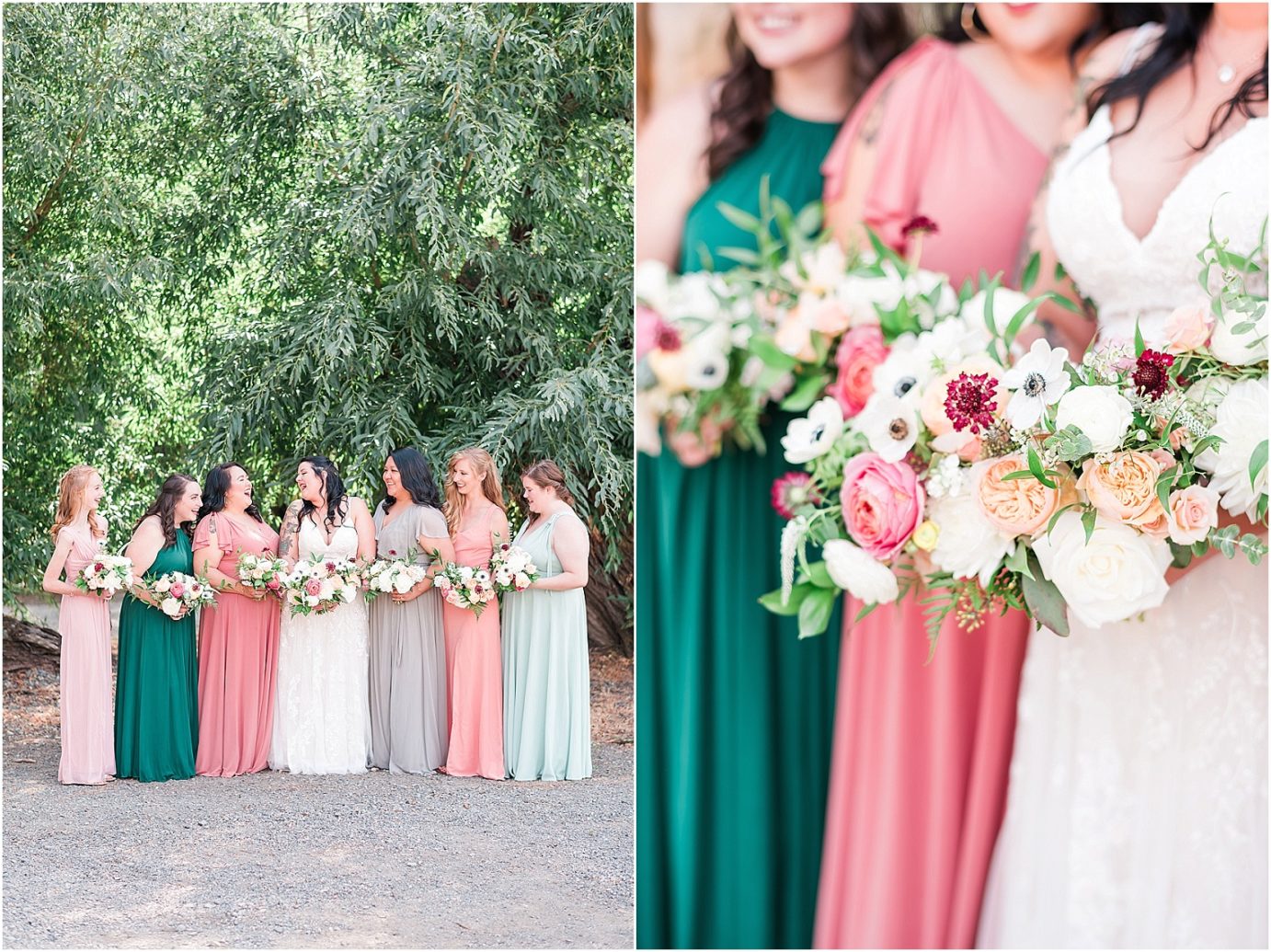 McIntosh Ranch Wedding Gemma and Forrest Ellensburg Photographer bridal party in muted tones