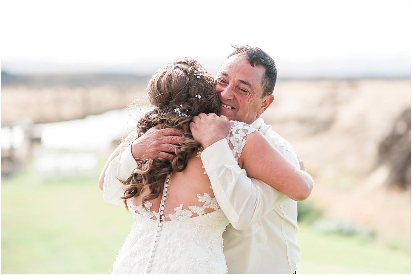 Beautiful Country Wedding Bryce and Anita Othello Photographer bride's first look with dad