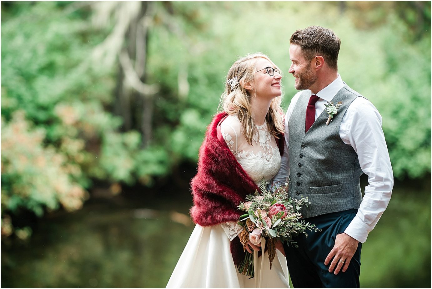 Intimate Leavenworth Elopement Rick and Tracey Leavenworth Photographer bride with fur shall