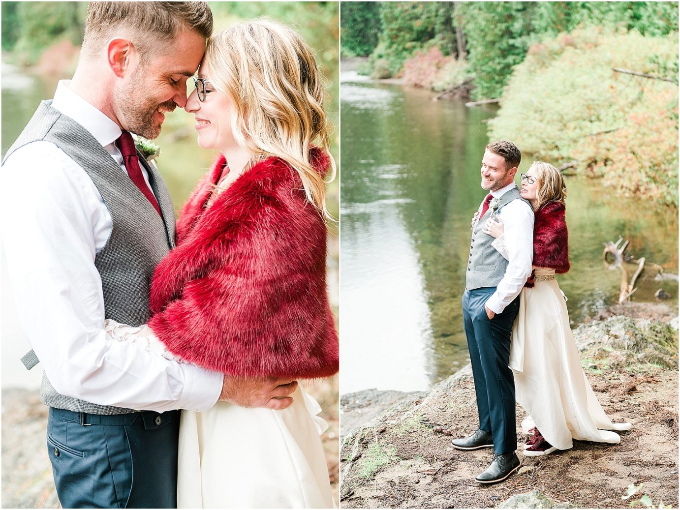 Intimate Leavenworth Elopement Rick and Tracey Leavenworth Photographer bride with fur shall
