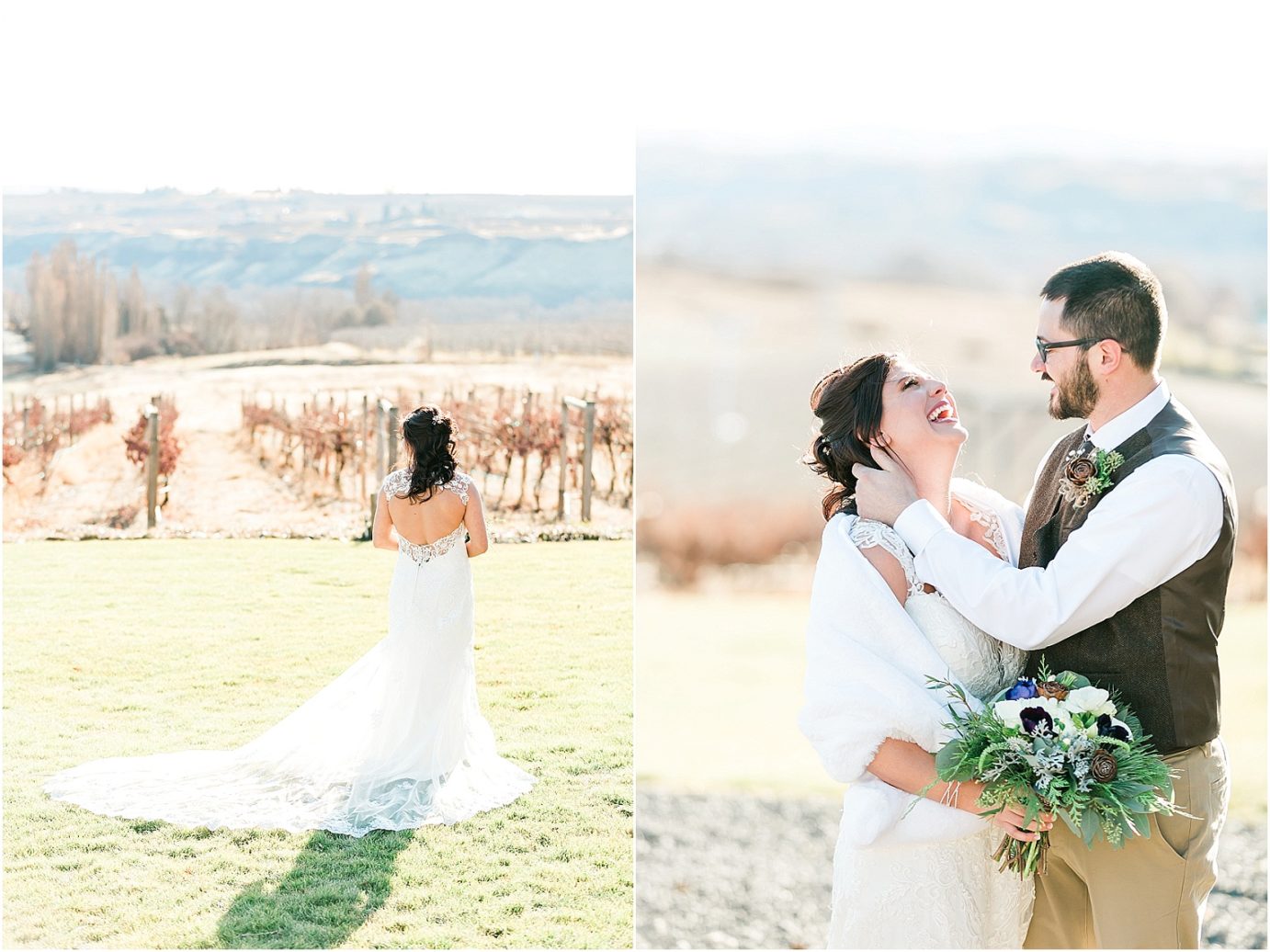 Fontaine Estate Winery Wedding bride and groom portraits