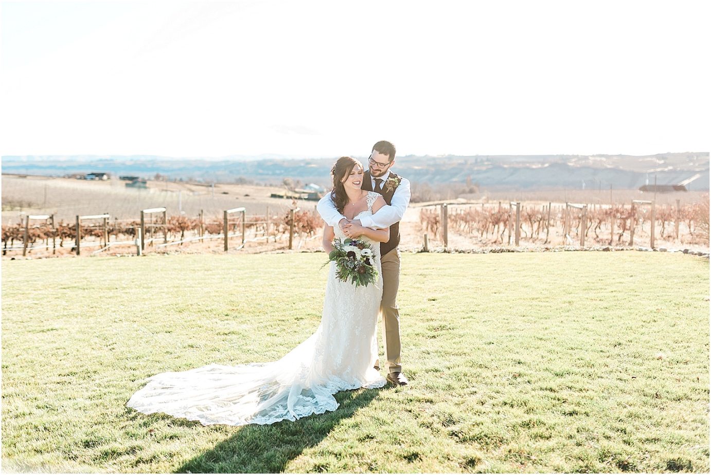 Fontaine Estate Winery Wedding bride and groom portraits