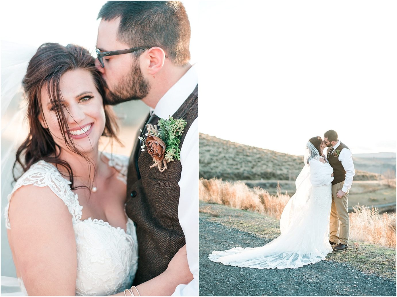 Fontaine Estate Winery Wedding just married sunset portraits by naches wedding photographer