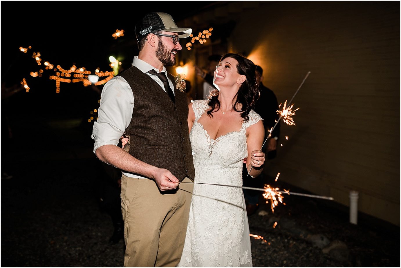 Fontaine Estate Winery Wedding bride and groom sparkler exit