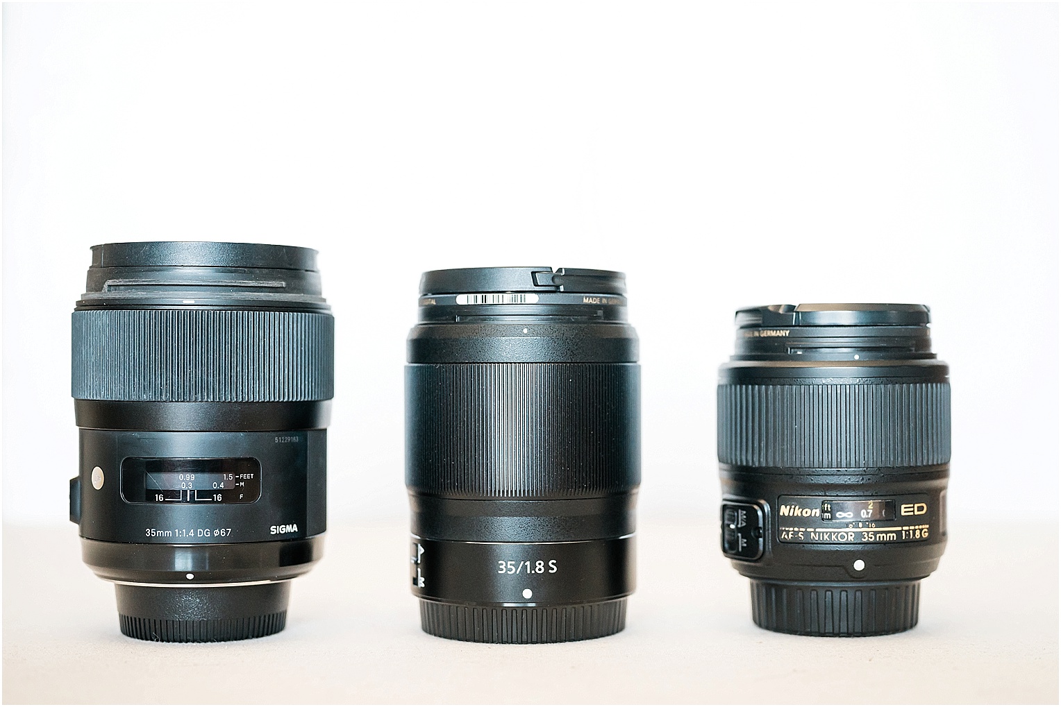 Nikon 35 mm f1.8G vs Sigma 35 mm 1.4 ART size comparison