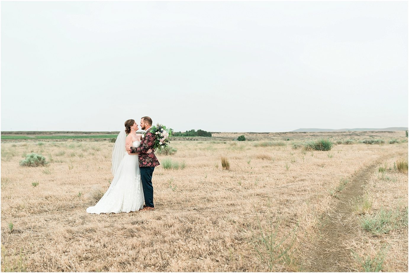 Intimate Park Wedding Richland Photographer Nick and Kelly bride and groom in field
