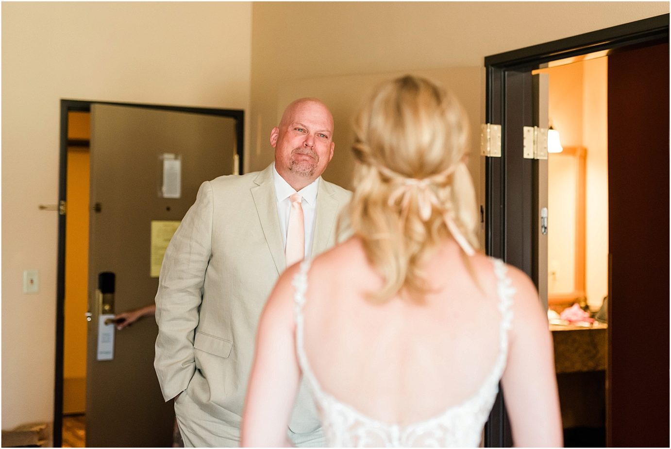 Prosser Farm Wedding Yakima Photographer Jake and Bri bride's first look with father