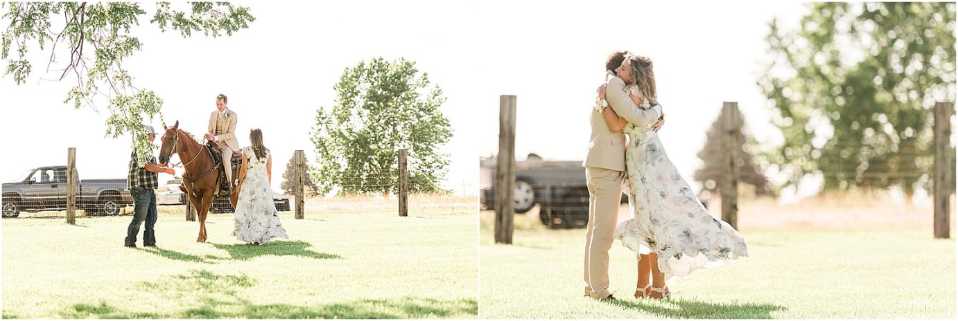 Prosser Farm Wedding Yakima Photographer Jake and Bri groom hugging mom