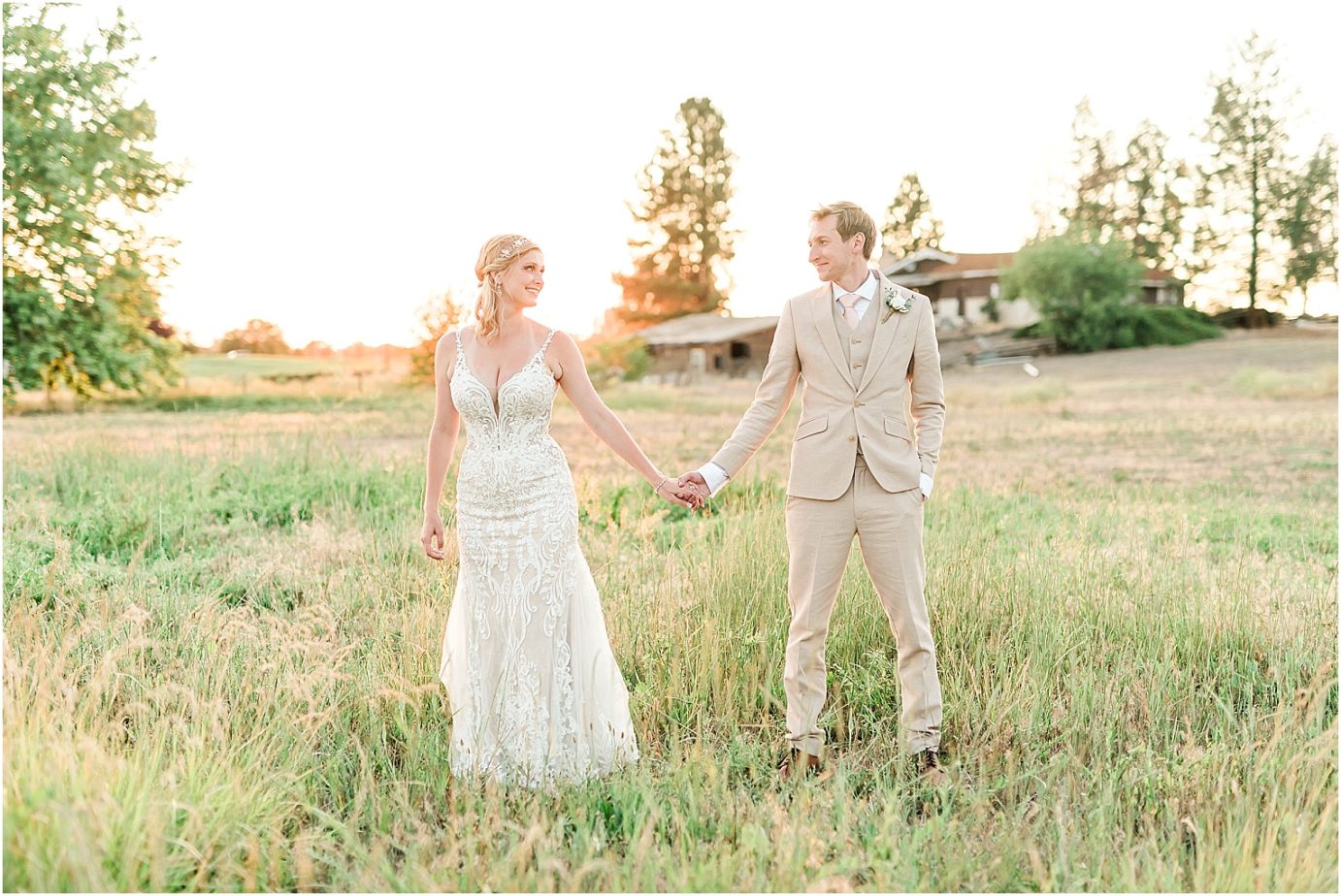 Prosser Farm Wedding Yakima Photographer Jake and Bri sunset portrait