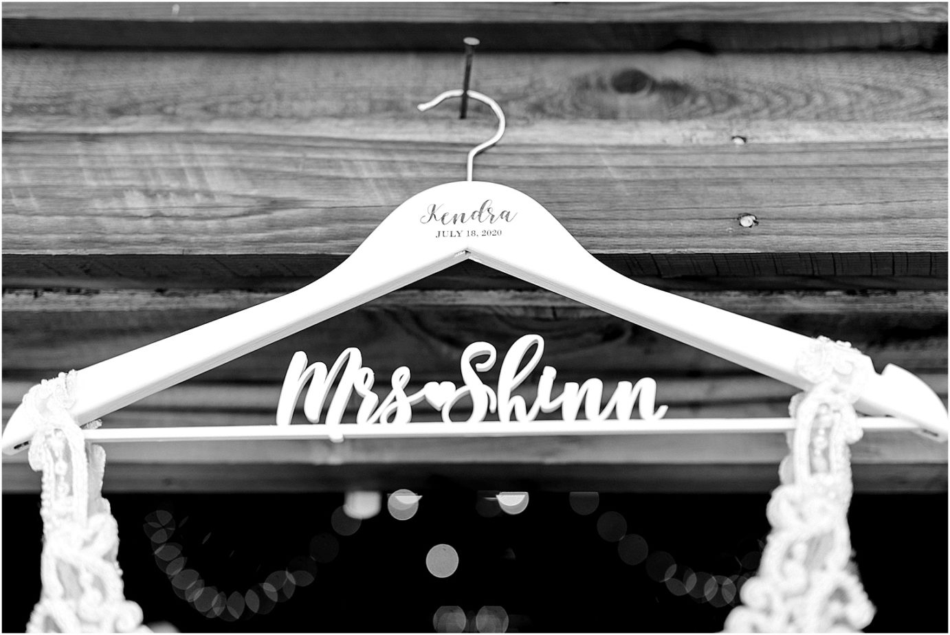 Sugar Pine Barn Wedding Dress hanger