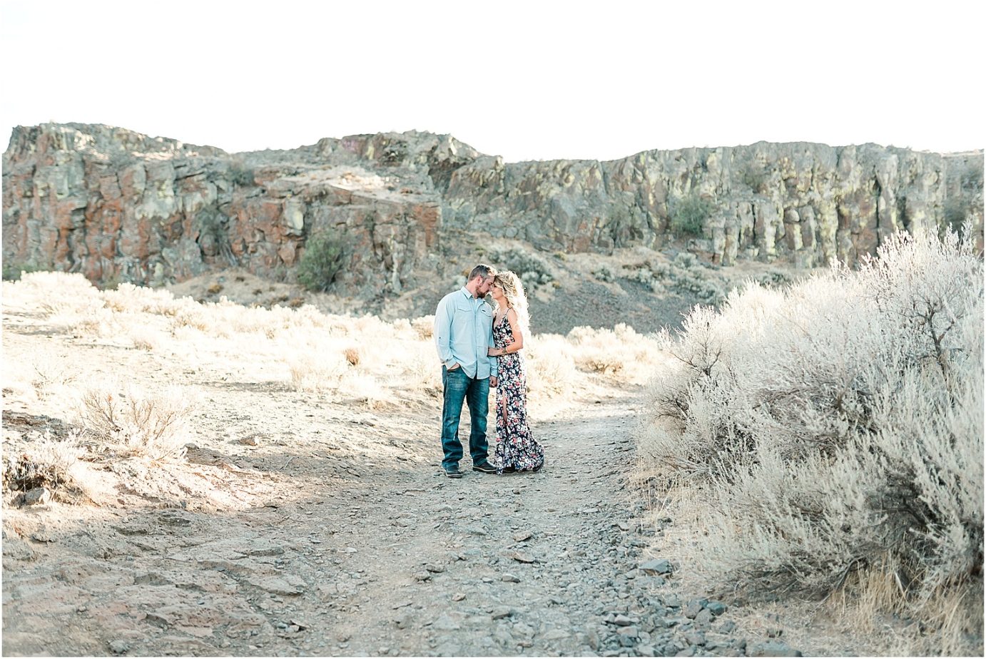 Frenchman Coulee Engagement Session Vantage WA Michael and Carley standing on the trail