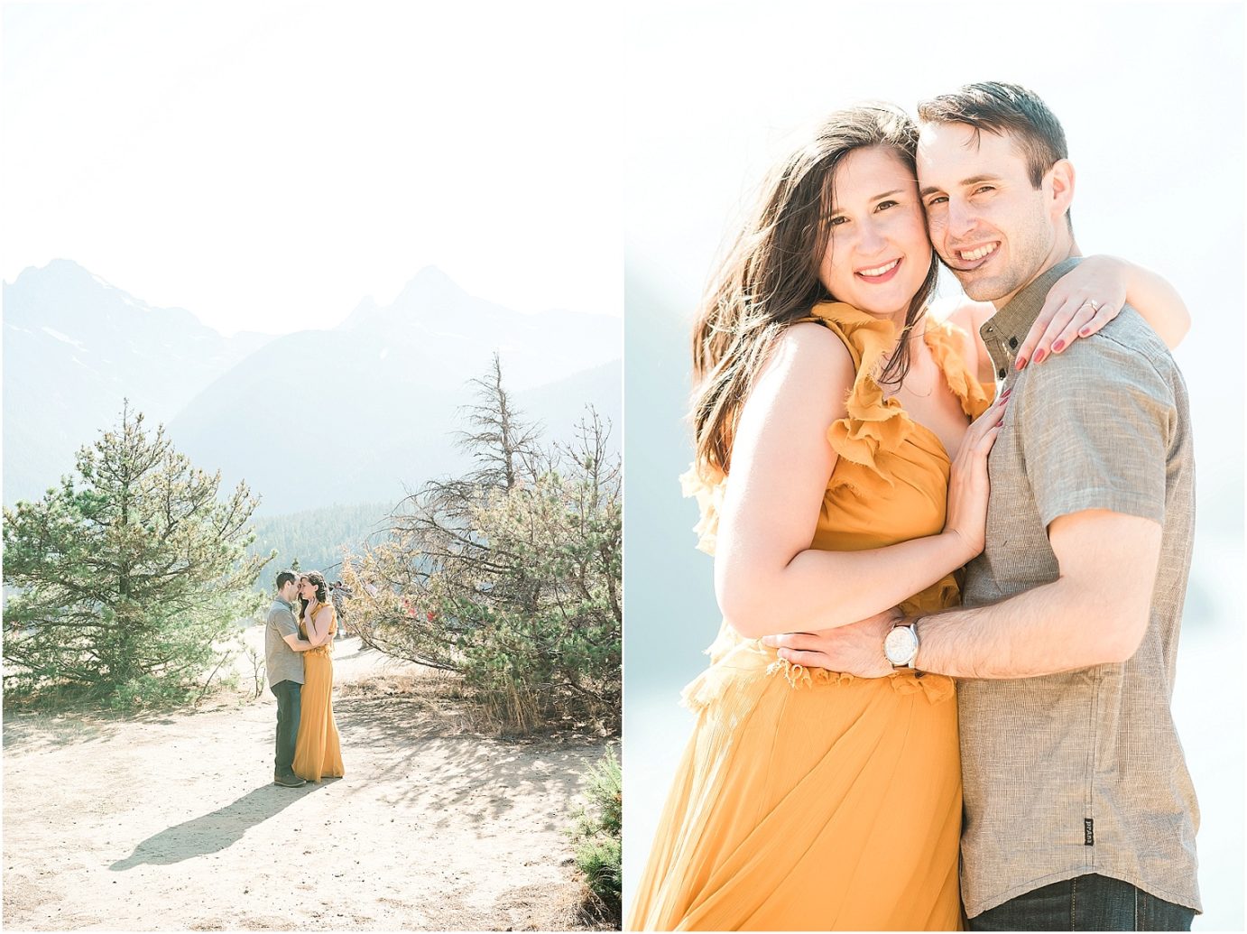 Diablo Lake Engagement Session Northern cascades Joe and Elizabeth by the trees