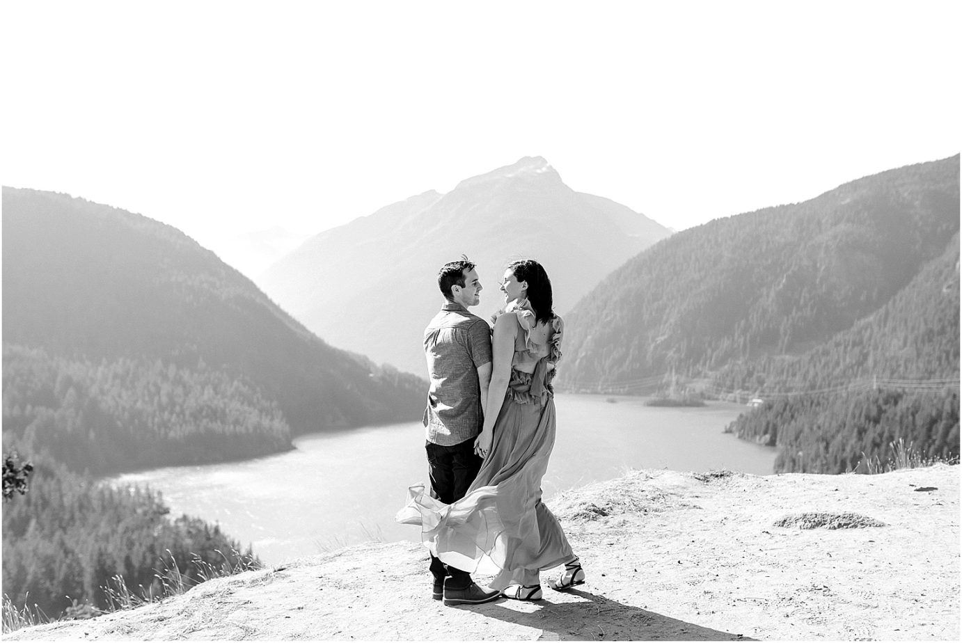Diablo Lake Engagement Session Northern cascades Joe and Elizabeth by the overlook