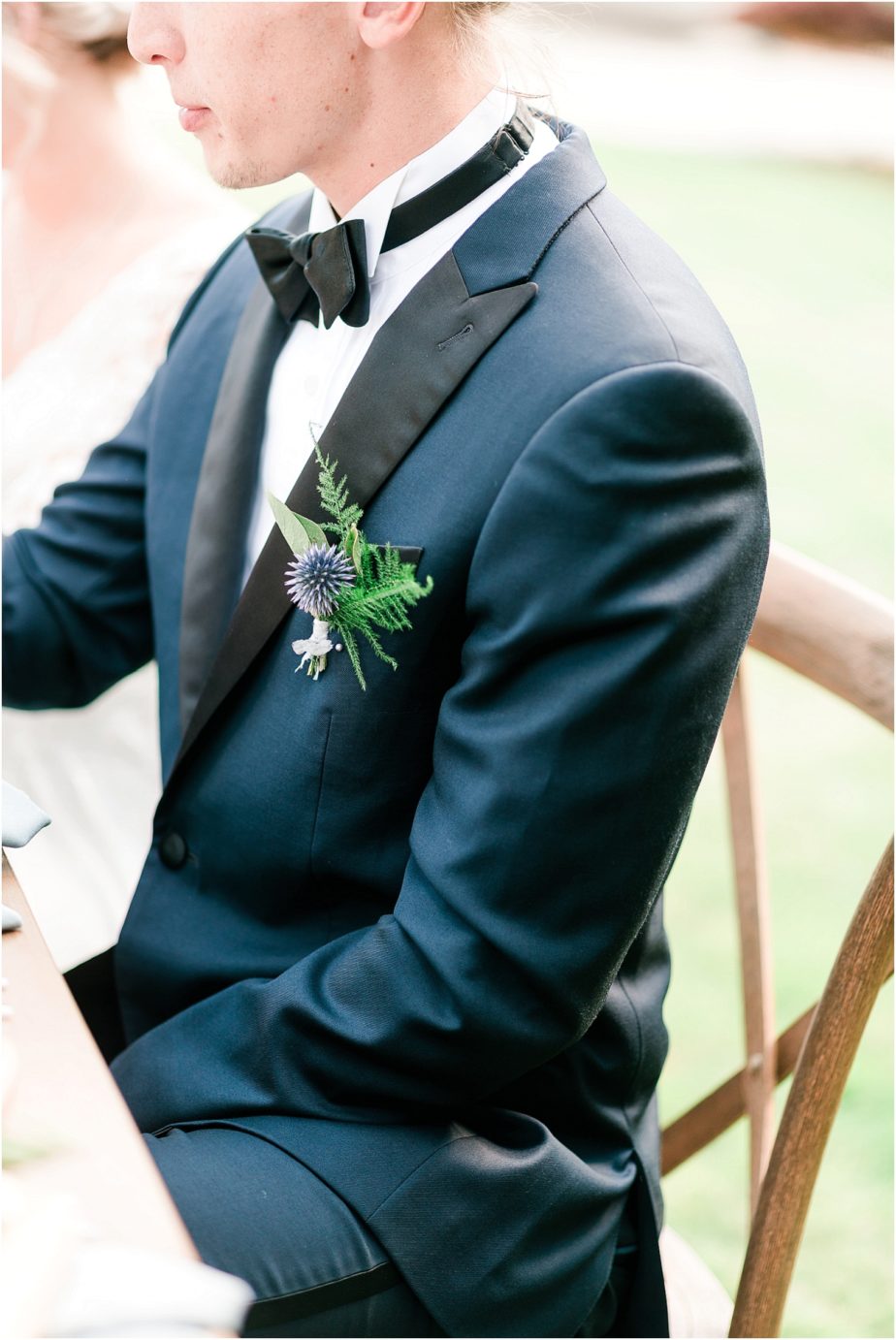 Oakshire Estate Wedding Garden Styled Shoot Yakima Photographer groom with navy tux