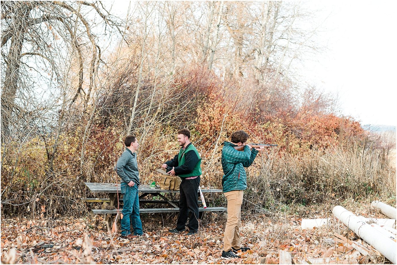 Ellensburg Backyard Wedding-Groom shooting with his brothers-in-law
