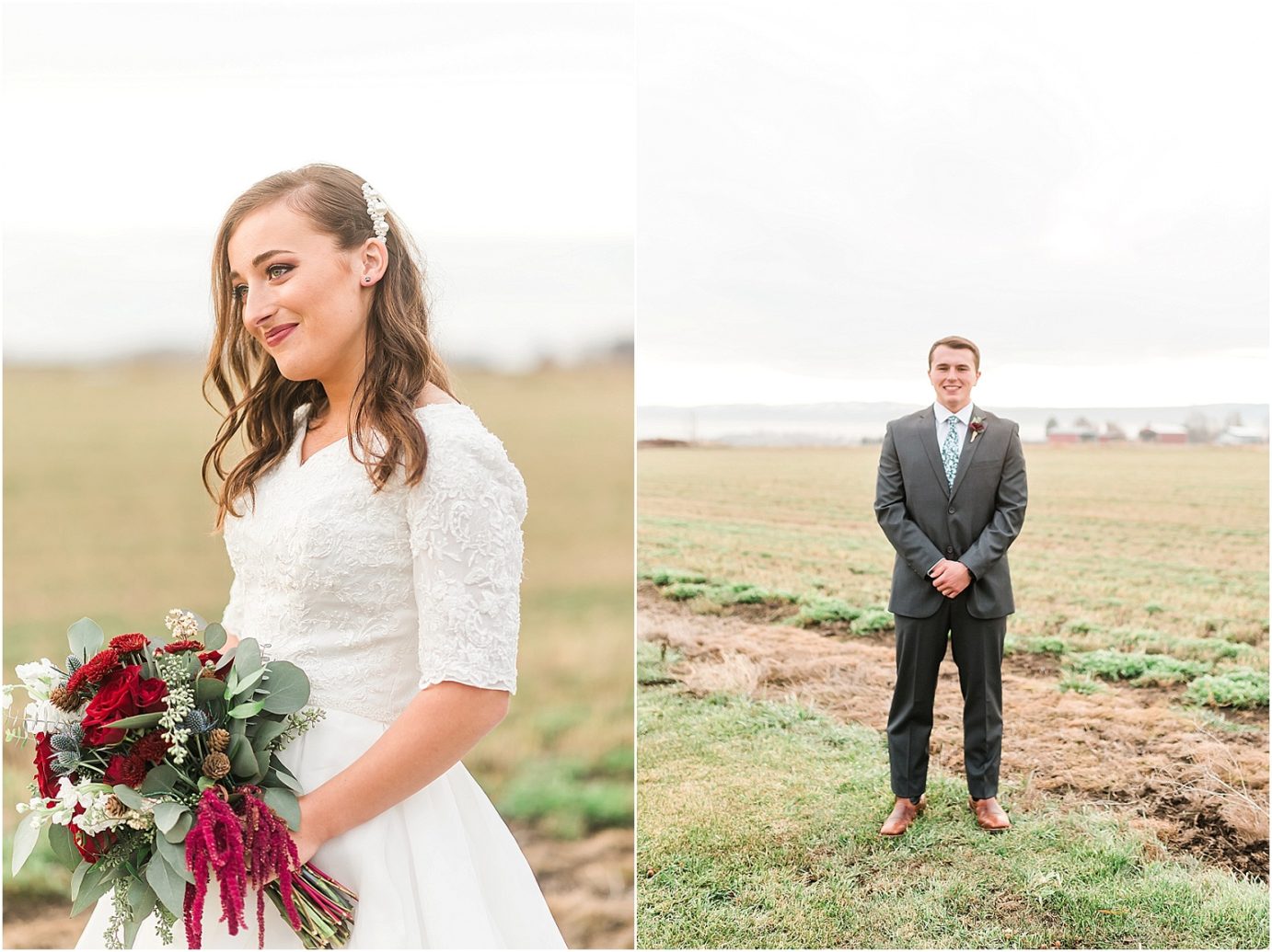 Ellensburg backyard wedding- bride and groom portrait