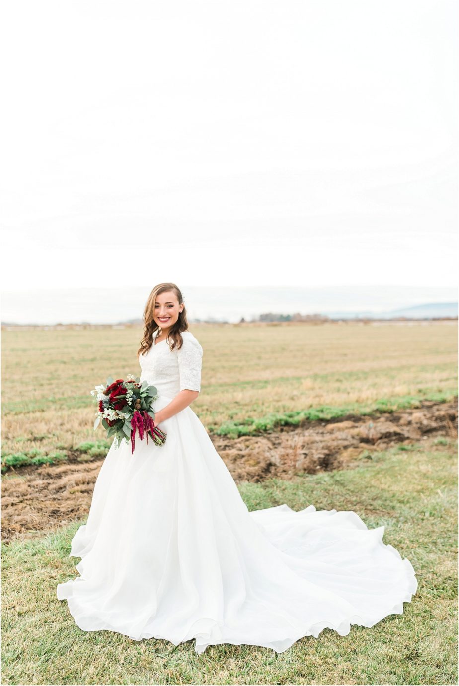 Ellensburg backyard wedding- bride in a field