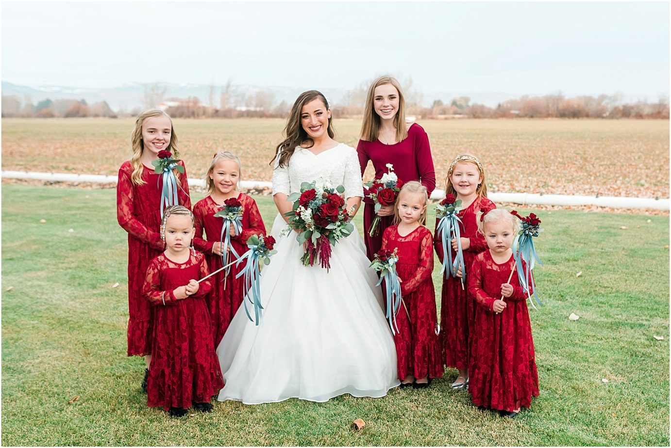 Ellensburg backyard wedding- bride with flower girls