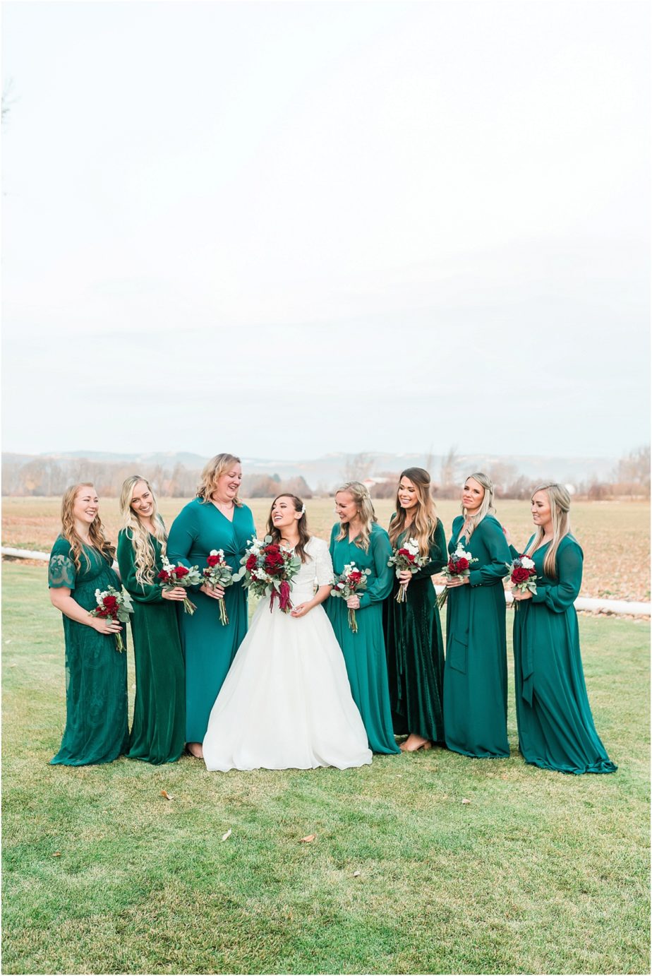 Ellensburg backyard wedding- bride with bridesmaids