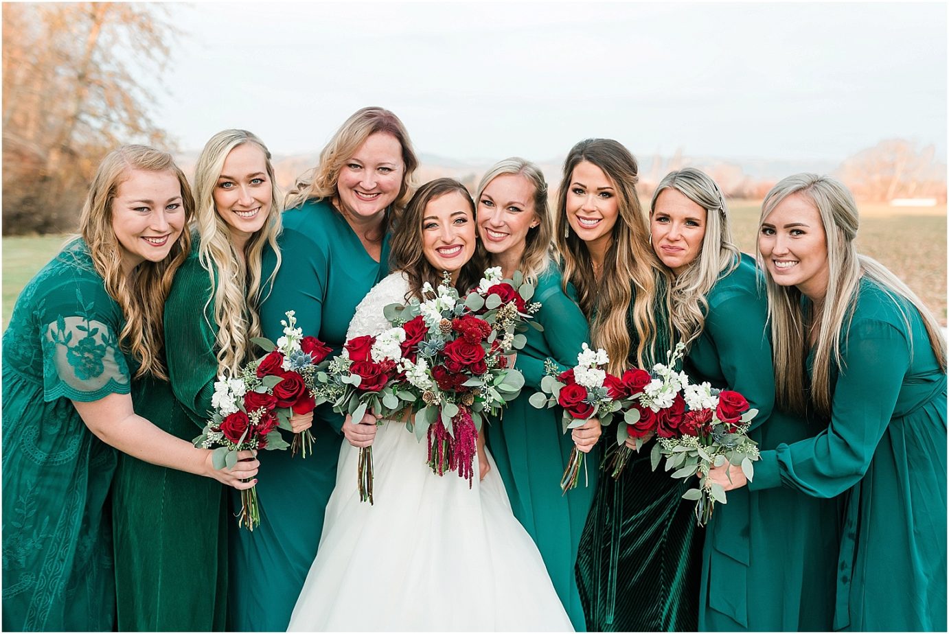 Ellensburg backyard wedding- bride with bridesmaids