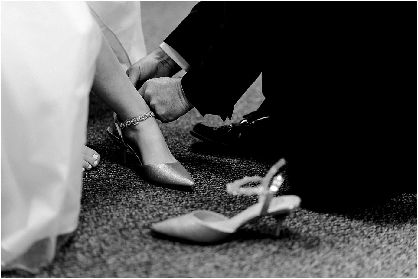 Intimate church wedding othello wa Melic and ashley brides dad putting on her shoes