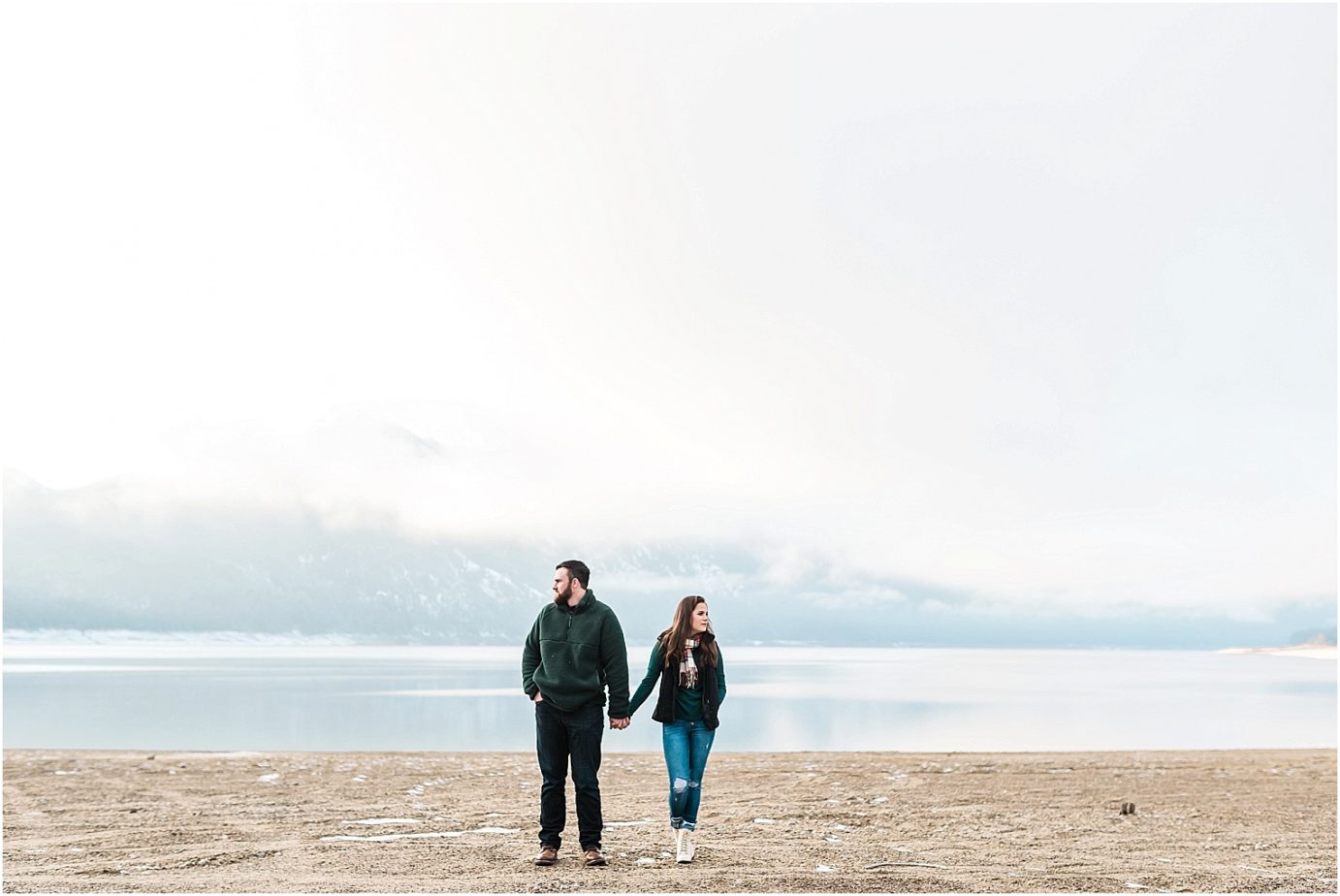 Lake Cle Elum Engagement Session Cle Elum WA Andrew and Stella snuggling by the lake