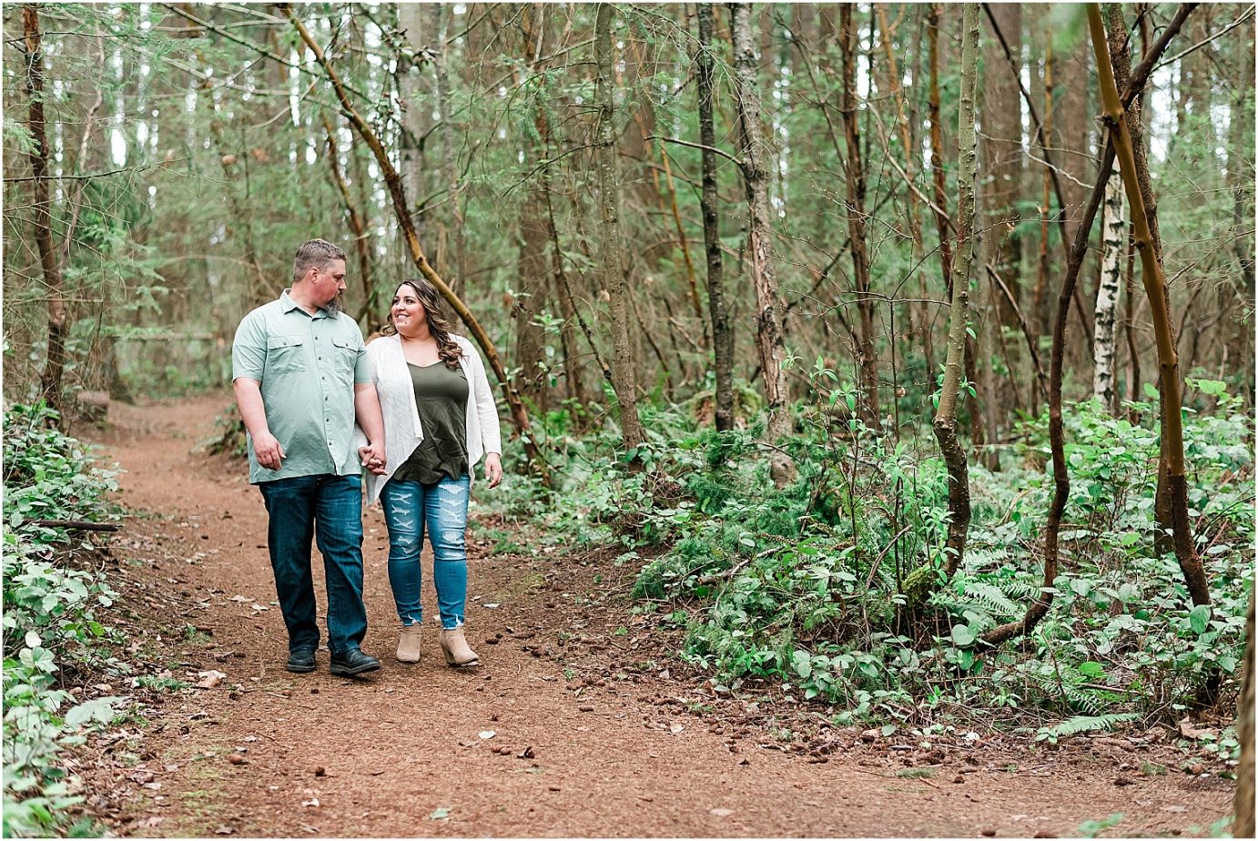 bellevue engagement session bellevue photographer nate and connie walking in the woods