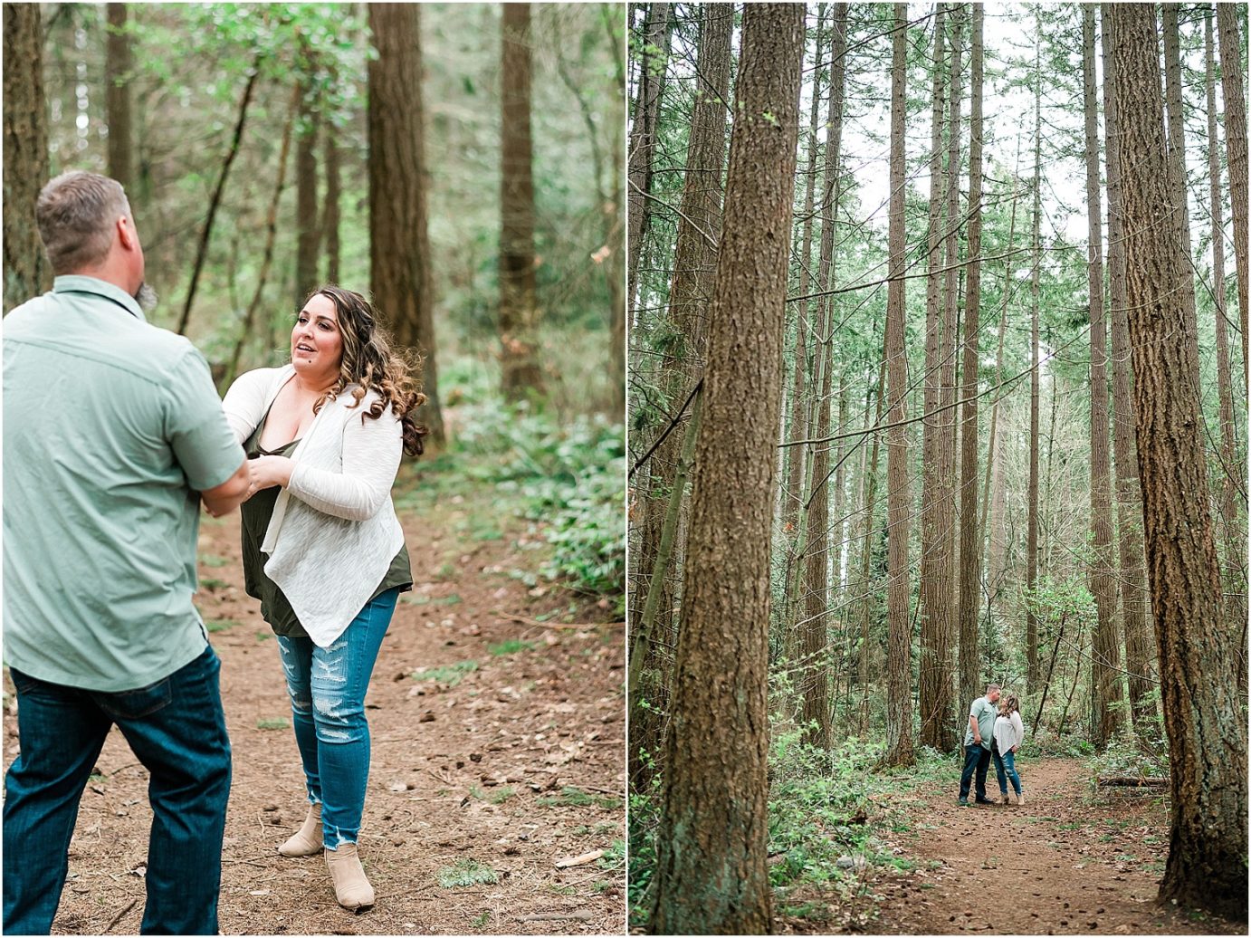 bellevue engagement session bellevue photographer nate and connie dancing in the woods