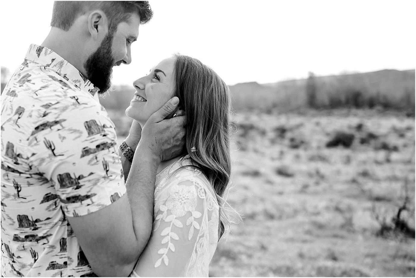eastern washington engagement session PNW photographer Travis and arianna hugging in a field
