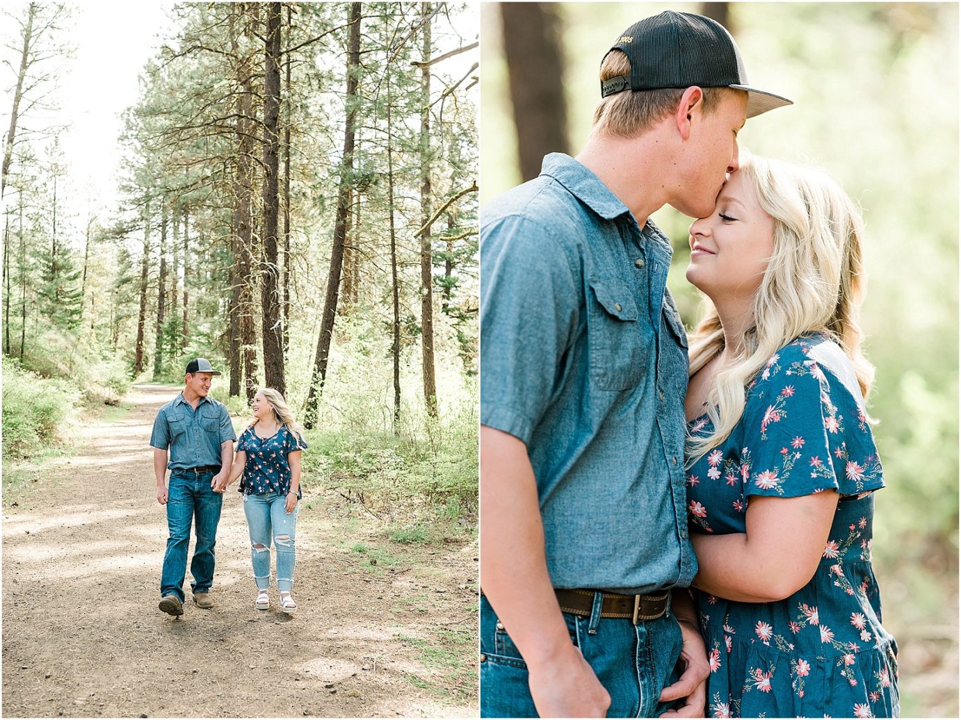 Ellensburg engagement session Ellensburg photographer Clay and Hayley couple walking down a trail